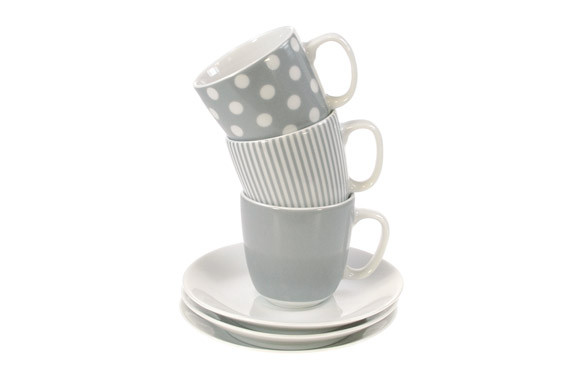 TAZA CAFE CON PLATOBANDA GRIS