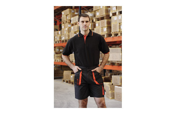 POLO PIQUE MANGA CORTA TOP RANGE T.XXXL NEGRO/NARANJA