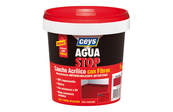 AGUA STOP CAUCHO ACRILICO FIBRAS 1KG ROJO