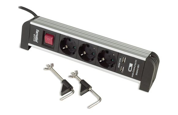 BASE MULTIPLE CON INTERRUPTOR 3 TOMAS+ 2USB SOPORTE SOBREMESA