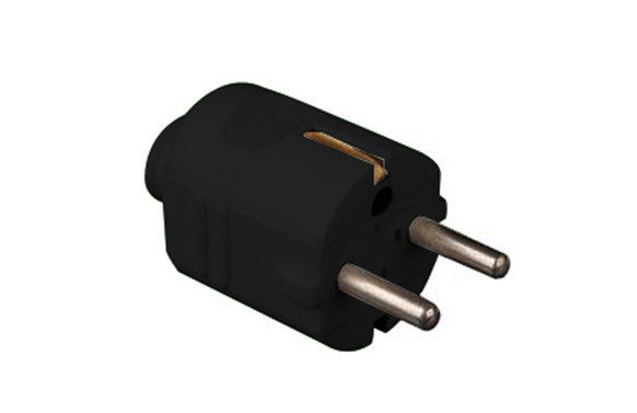 CLAVIJA CON SALIDA RECTA Y TT LATERAL250V NEGRO