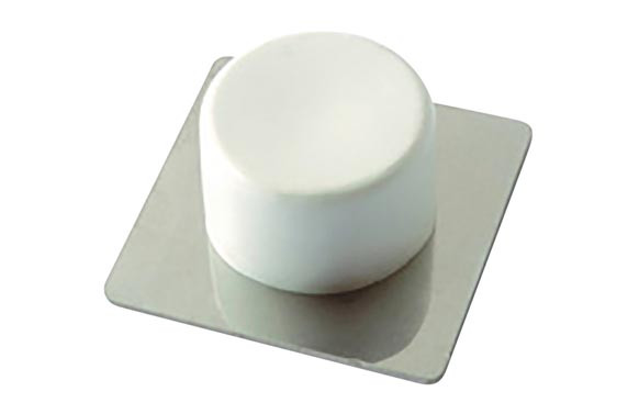 TOPE DE PUERTA ADHESIVO ACERO INOX/PVC BLANCO 2 UDS