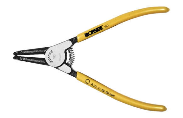 ALICATE PARA ARANDELAS EXTERIORES BOCA CURVA 90º A21 165 MM MANGO RECUBIERTO DE PVC