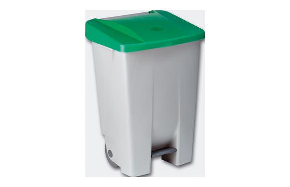 CONTENEDOR SELECTIVO TAPA VERDE 80 L PEDAL Y RUEDAS