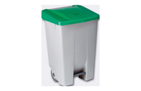 CONTENEDOR SELECT TAPA AMARILLO 80 L PEDAL Y RUEDAS
