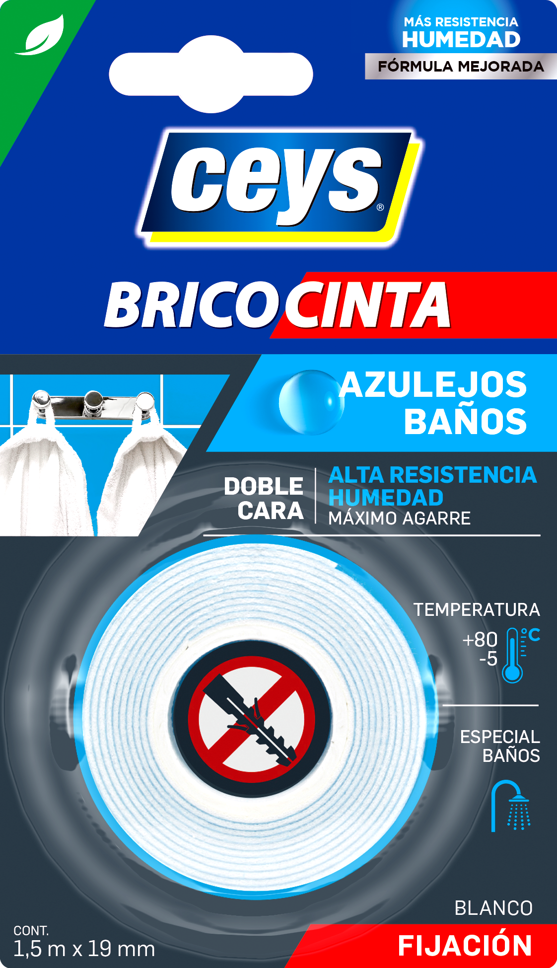 CINTA DOBLE CARA BRICOCINTA AZULEJOS 1,5 M X 19 MM