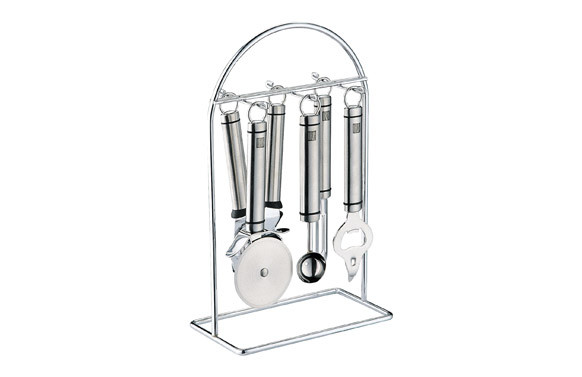 UTENSILIOS COCINA 5 PIEZAS 18/10 ELITE + SOPORTE
