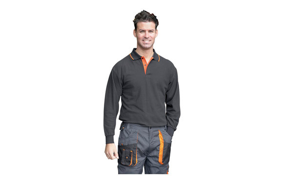 POLO MANGA LARGA. ALGODON 100%. T-3XL NEGRO