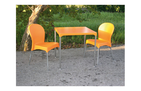 MESA ERMES NARANJA 75X75