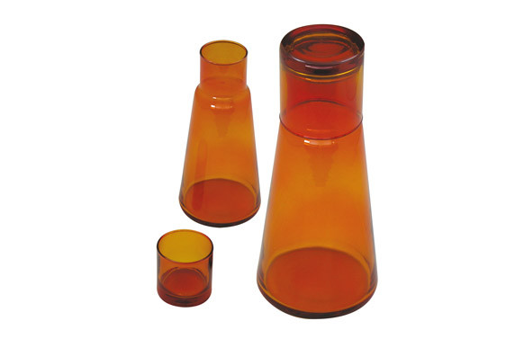 BOTELLA + VASO VIDRIO NARANJA