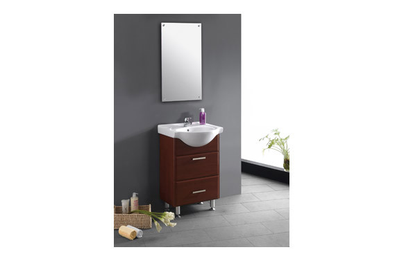MUEBLE BAÑO CAOBA + ESPEJO LAVABO INTEGRADO