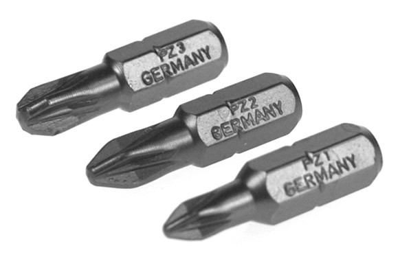PUNTA POZIDRIV PRO ( PZ 1 / 2 / 3 - 25 MM. - ¼\" ) 3 PIEZAS