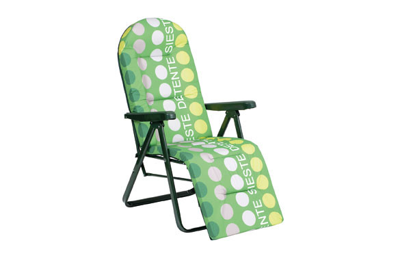 SILLON TUMBONA RELAX 5 POSICIONES ACERO VERDE TOPOS