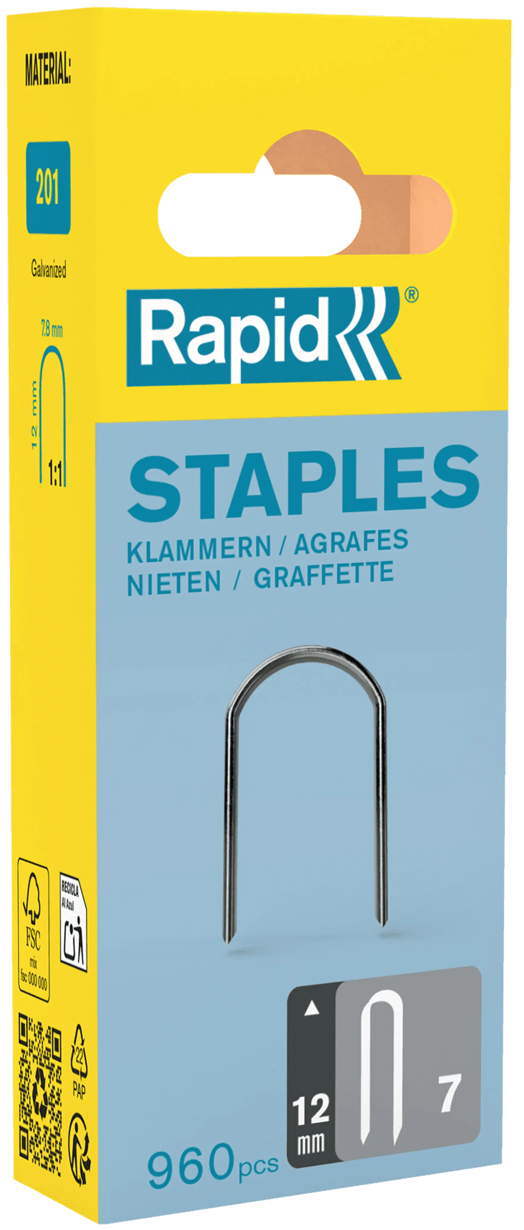 GRAPAS PARA CABLE ACERO GALVANIZADO 7/12 MM., 960 UDS.