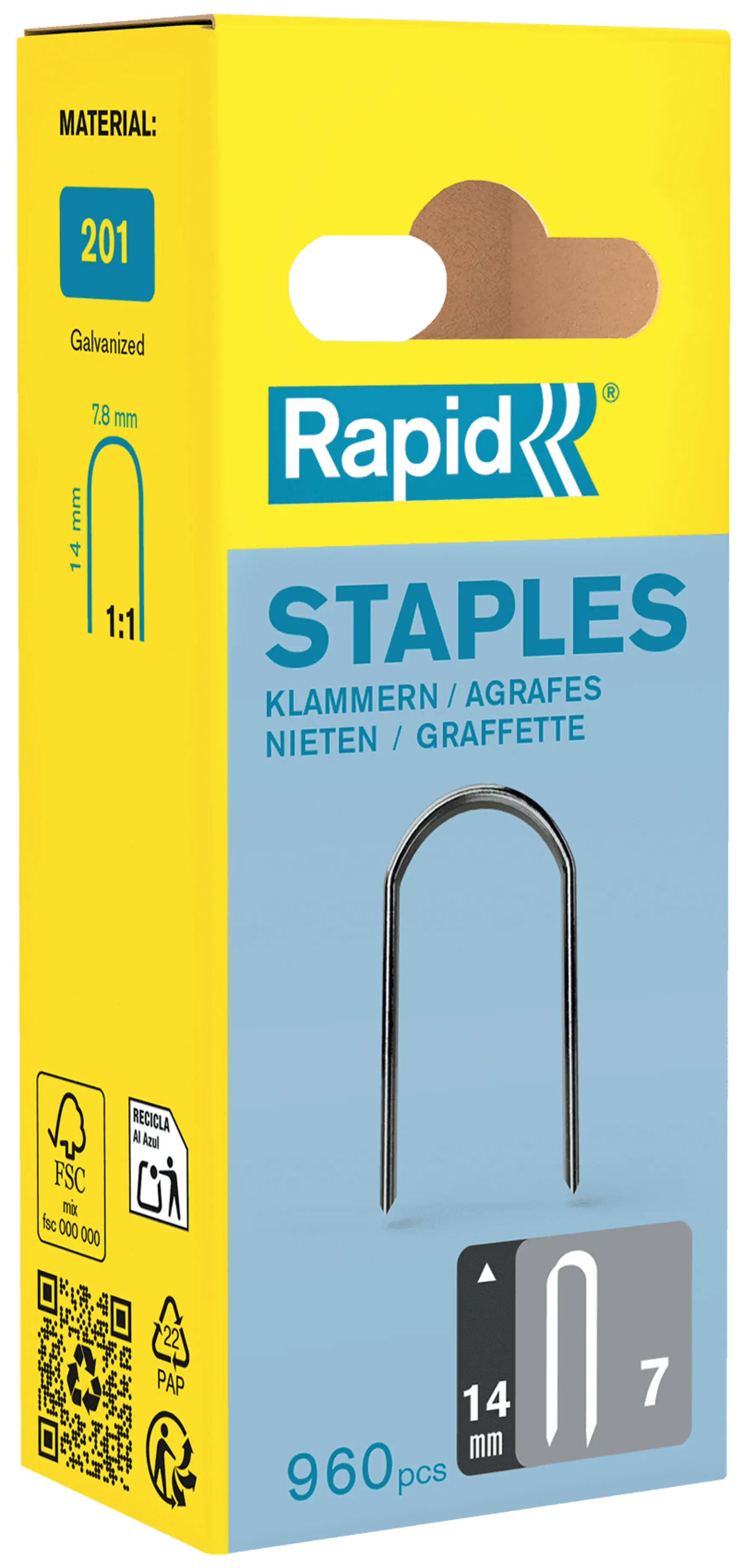 GRAPAS PARA CABLE ACERO GALVANIZADO 7/14 MM., 960 UDS.