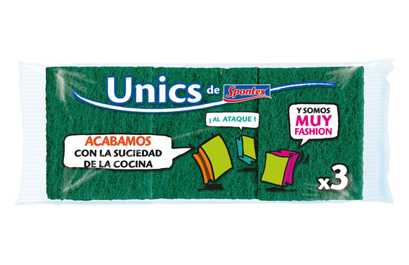 ESTROPAJOS FIBRA VERDE UNIKS PACK 3