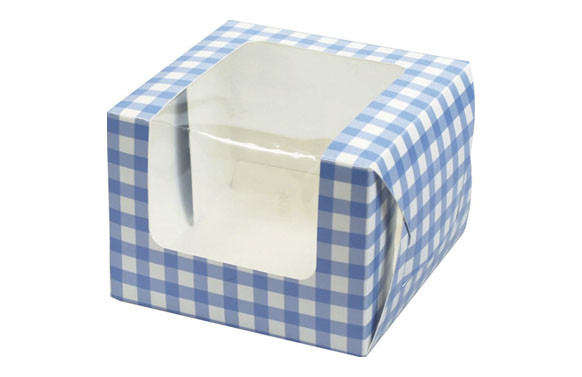 CAJA CUPCAKE 10X10X7,5CM/1CAVID 90068-VICHY AZUL
