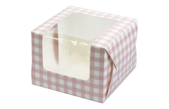 CAJA CUPCAKE 10X10X7,5CM/1CAVID 90069-VICHY ROSA