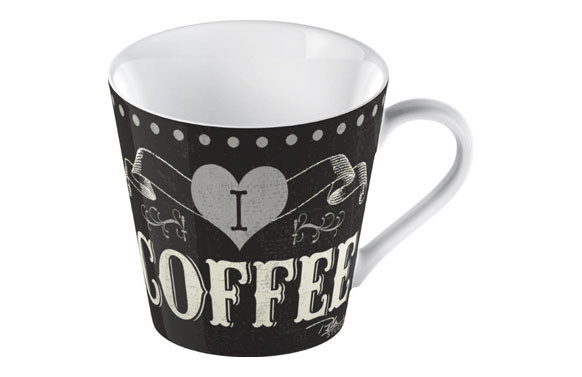 MUG FINE CHINA I LOVE COFFEE NEGRO