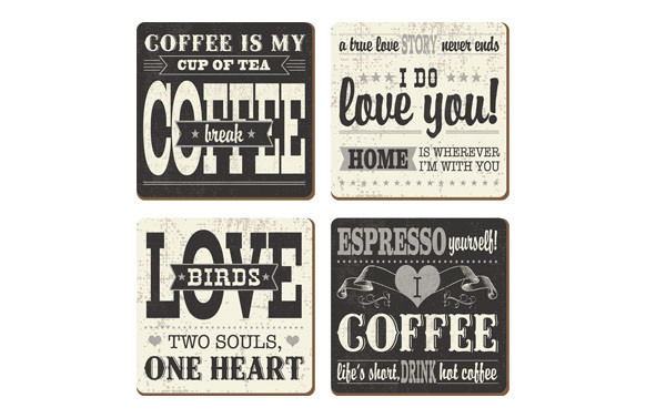 POSA VASOS LOVE COFFEE SET 4 UNIDADES 12X12 CM