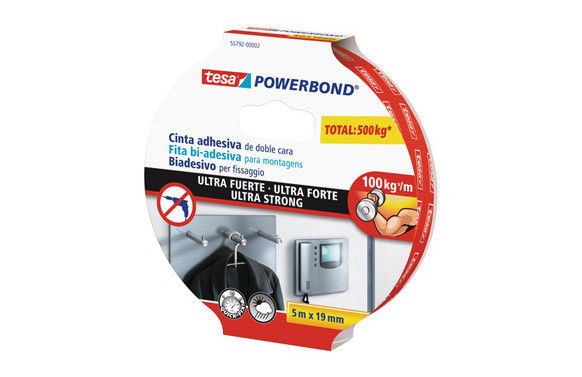 CINTA DOBLE CARA POWERBOND ULTRASTRONG 5MX19MM