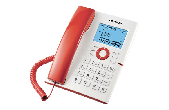 TELEFONO DE SOBREMESA BLANCO Y ROJO