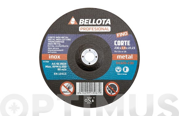 DISCO ABRASIVO PROFESIONAL CORTE INOXØ230