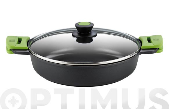 CAZUELA BAJA ALUM FUNDIDO CON TAPA 36 CM INDUCCION