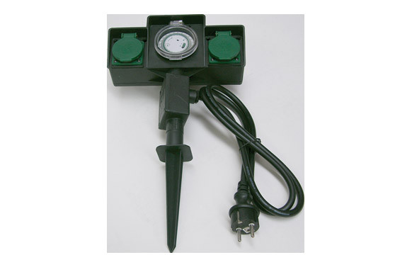 PICA DE JARDIN CON 2 BASES IP44 Y PROGRAMADOR 1,5 METROS