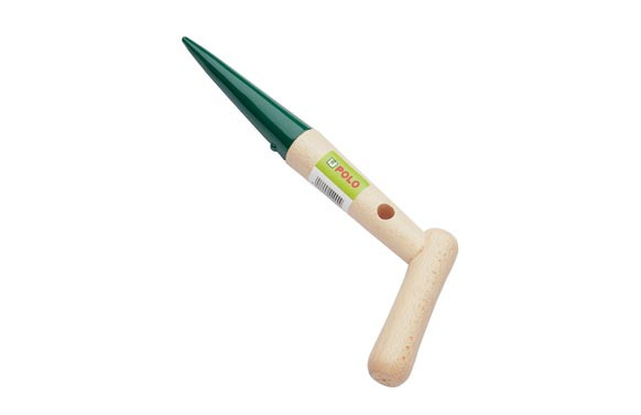 PLANTADOR DE ACERO, MANGO MADERA (32 X 3 CM)