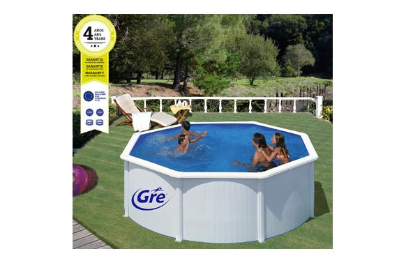 PISCINA ACERO REDONDA FILTRO ARENAØ300X120 CM BLANCA