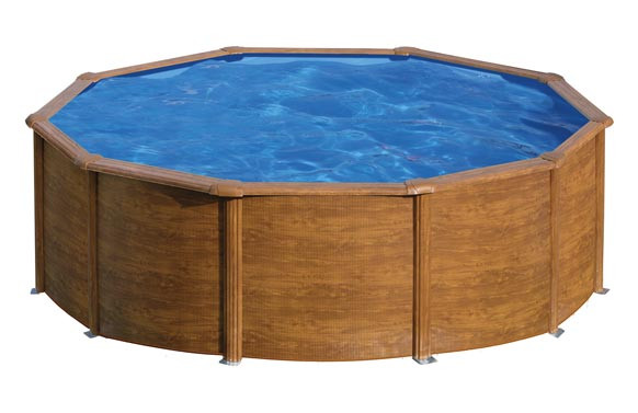 PISCINA ACERO REDONDA FILTRO CARTUCHO 3,8M3Ø460X120 CM MADERA