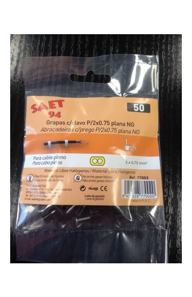GRAPA CABLE PLANO (BL.50U) 2X0,75 NEGRO