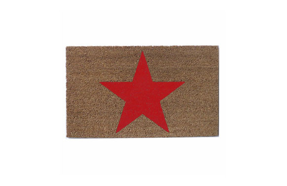 FELPUDO COCO NATURAL ESTRELLA 73X43-ROJA
