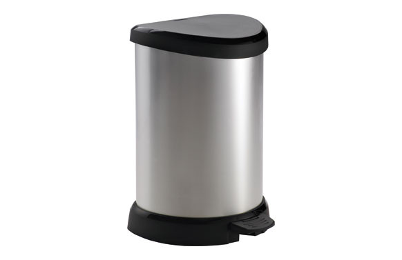 CUBO PEDAL DECORADO METAL PLATA-20 L