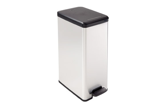 CUBO PEDAL SLIM BIN 40L-METAL PLATA