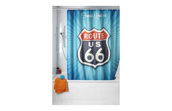 CORTINA DE BAÑO VINTAGE ROUTE 66 200X180 CM
