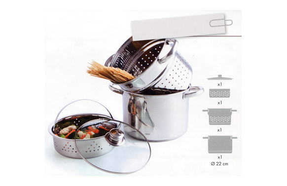 OLLA PASTA/VAPOR SET 3 PIEZAS GASTRO FRESH