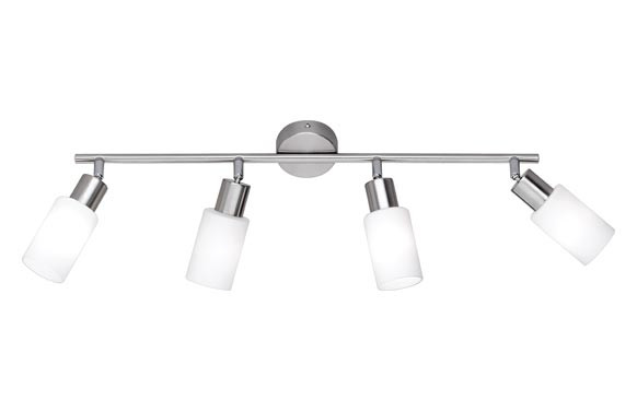REGLETA 4 FOCOS 4XE14 40W MARS NIQUEL MATE/CRISTAL OPAL