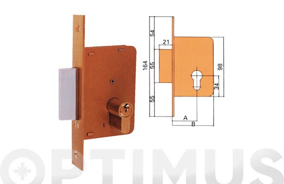 CERRADURA EMBUTIR MADERA LLAVE SOLA 4200-CROMO/98X35