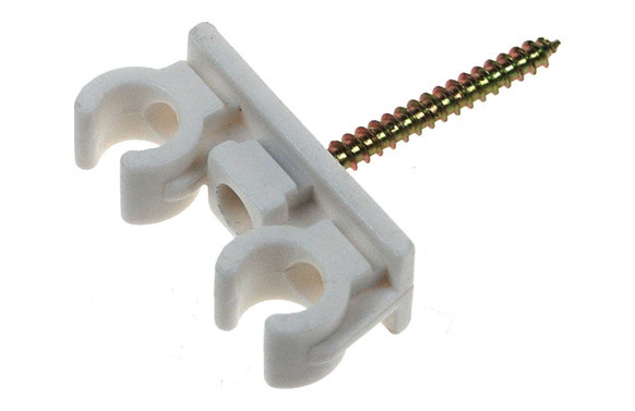GRAPA CLIP DOBLE BLANCA CON TORNILLO (BOLSA 5 UNID Ø 12 MM