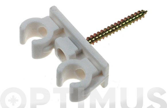 GRAPA CLIP DOBLE BLANCA CON TORNILLO (BOLSA 5 UNID Ø 22 MM