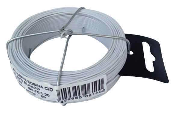 ALAMBRE PLASTIFICADO EN BOBINA 50 M 0,7/1,2 MM BLANCO