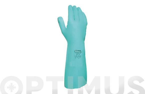 GUANTE NITRILO VERDE FLOCADO 0.8X330 T/7
