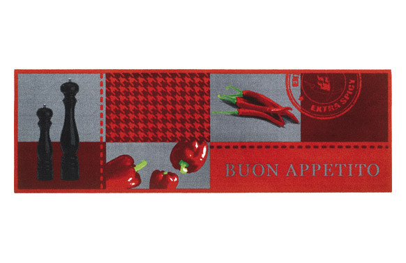 ALFOMBRA COCINA POLIAMIDA 50X150-BUON APPETITO ROJA