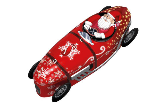 CAJA METALICA COCHE ROJO SANTA CLAUS