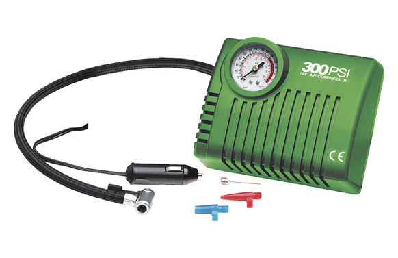 COMPRESOR AUTOMOVIL MINI 12 V 300 PSI, CON INTERRUPTOR