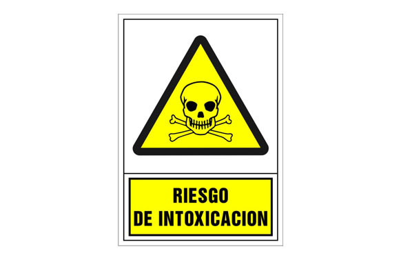 SEÑAL ADVERTENCIA CASTELLANO 345X245 MM-RIESGO DE INTOXICACION