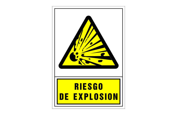 SEÑAL ADVERTENCIA CASTELLANO 490X345 MM-RIESGO DE EXPLOSION