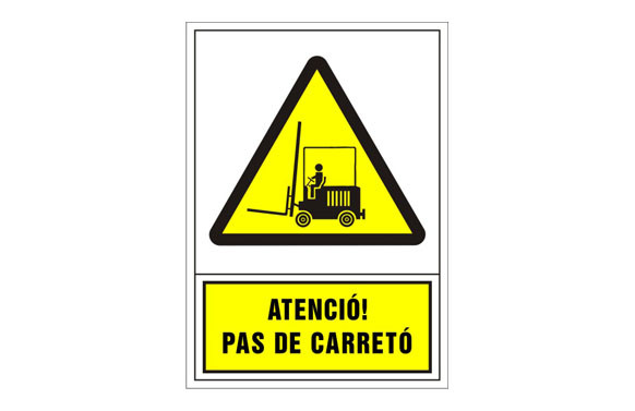 SEÑAL ADVERTENCIA CATALAN 490X345 MM-ATENCIO PAS DE CARRETO